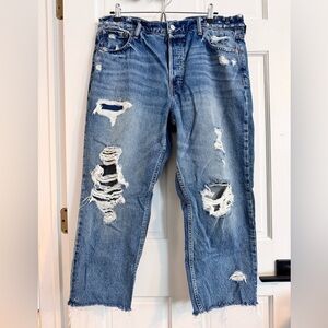 GAP Relaxed Fit Ripped Blue Jeans